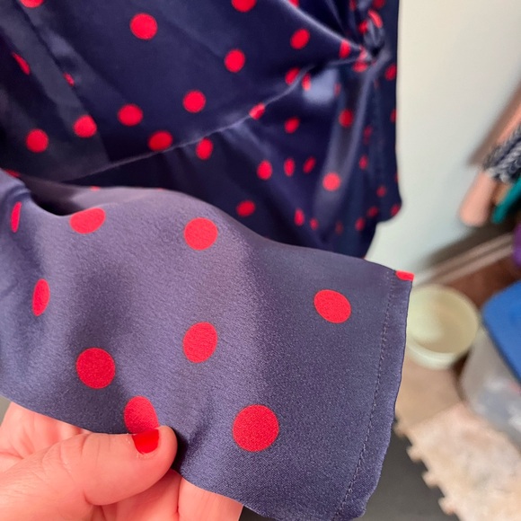 Eloquii Blue and Red Wrap Dress Long Sleeve - Picture 3 of 6